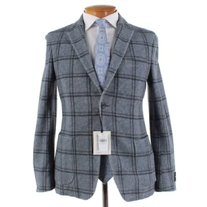 Z Zegna NWT Cotton Blend Sport Coat Size 48R (38R US) In Light Blue Plaid - Picture 1 of 12