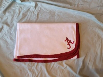 ALABAMA CRIMSON TIDE Striped Baby Blanket White knit thermal NWOT - Image 1 of 4