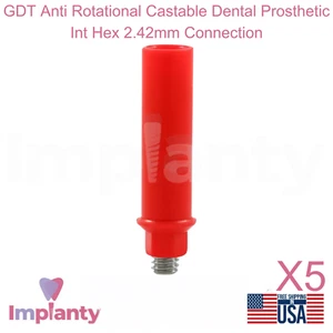5x GDT Anti Rotational Castable Dental Prothese Int Hex 2,42mm Anschluss - Bild 1 von 5