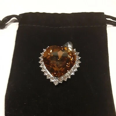 Colgante Plat/Sterling Hecho con Corazón Luz Topacio Cristal de Swarovski (338)  Foto 1 de 4