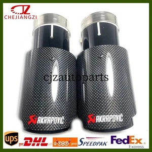 1PCS Glossy Black Carbon Fiber AKRAPOVIC Exhaust Tip 3''/3.5''/4''/4.5''Tailpipe - Picture 1 of 12