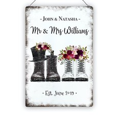 Personalised Wedding Doc Martens Gothic Indie Metal Sign Plaque 200 x 300mm