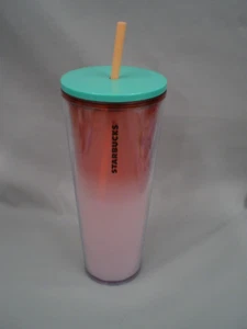 Neu Starbucks Summer 2020 Strawberries & Cream Clear Cold Cup Tumbler grüner Deckel - Bild 1 von 7