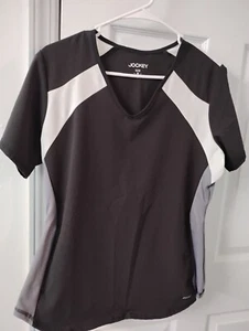 Jockey Black w/ Gray & Beige 2 Pocket Slimming Scrub Top Size M - Picture 1 of 1