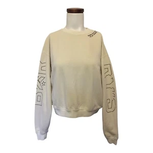 Vintage White BARRY'S Graphic Sleeve Crop Sweatshirt NEW Sz XS - Picture 1 of 5