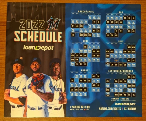 Miami Marlins Magnetic Schedule 2022 - Jazz Chisholm Jr Sandy Alcantara - L1 Cover