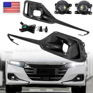 Carbon lOOK Front Bumper Fog Lights DRL Daytime Lamps For Honda Accord 2021 22 - Imagen 1 de 7