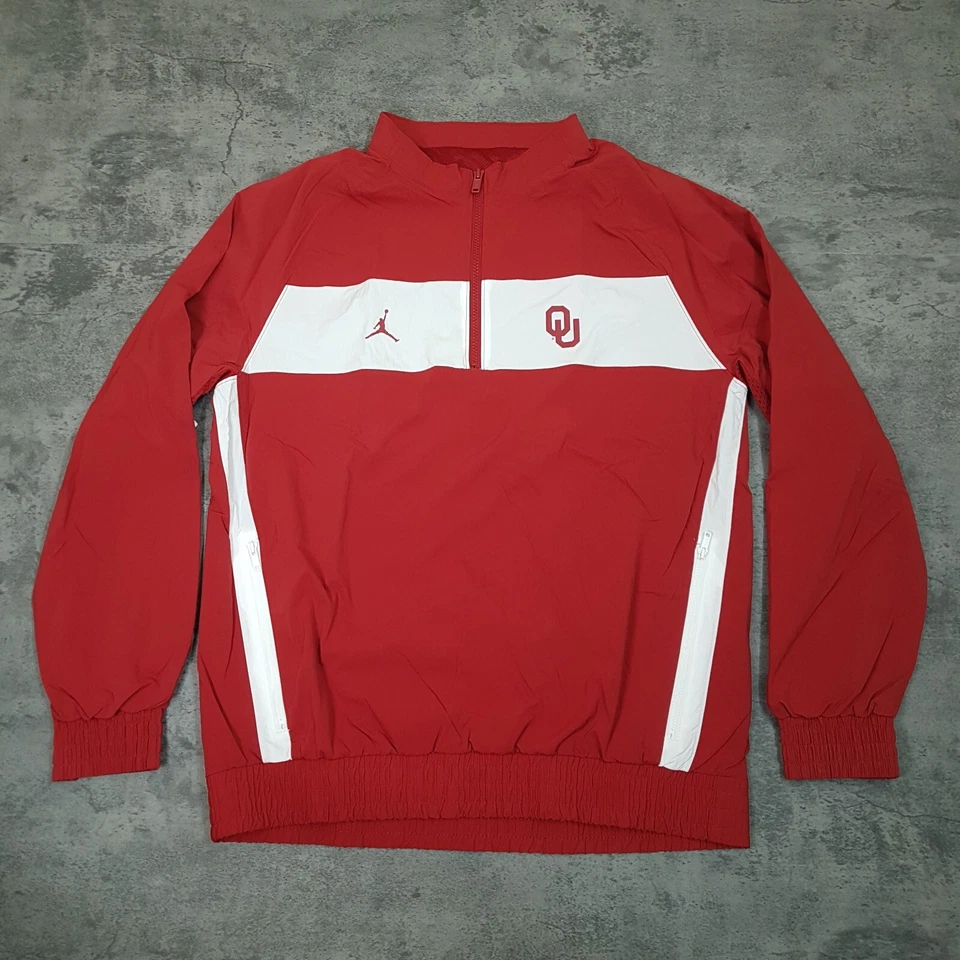 Nike Jordan Oklahoma Sooners Coaches Sideline Pullover Jacket Mens-Large