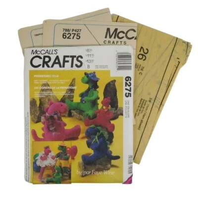 McCalls 6275 Crafts Dinosaur Doll Clothes Pattern Uncut Stuffed Prehistoric Pals - Image 1 of 4