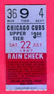7/22/67 CUBS/GIANTS TICKET STUB-HOF BILLY WILLIAMS HR#186/187-HOF MCCOVEY HR#217 - Picture 1 of 1