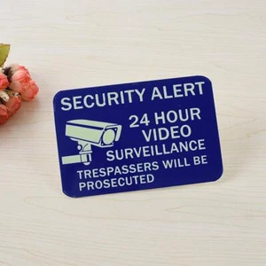  15*10cm Aluminum 24 Hour Video Surveillance Security Sign CCTV Warning Sign  - Picture 1 of 3