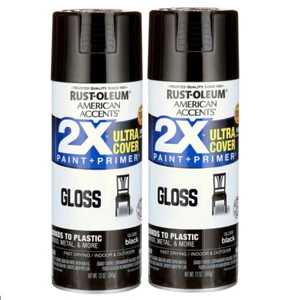 Black, Rust-Oleum American Accents 2X Ultra Cover Gloss Spray Paint 12 oz, 2 PK - Picture 1 of 6