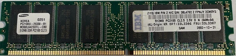 Samsung M368L6423DTL-CBO 512MB PC2100 DDR266MHz non-ECC 184-Pin DIMM 2.5V Memory - Image 1 of 2