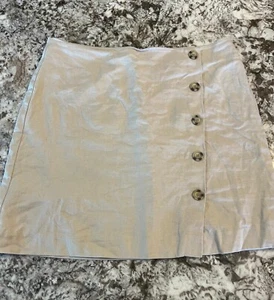 Loftrock beige hellbraun geknöpftes Leinen vorne Viskose Damen Größe 10 Medium Large - Bild 1 von 9