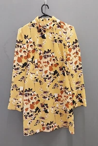 Cue Yellow Mustard Floral Lined Dress Size 12 - Picture 1 of 9