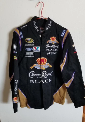 VINTAGE Crown Royal Black Jacket Adult Size L  Matt Kenseth,  Roush Fenway Cover