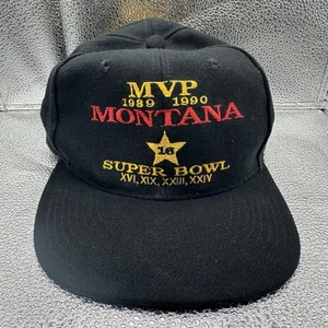 VTG LA Gear Joe Montana Hat Cap Snap Back Black Super Bowl MVP 1989 49ers NFL - Picture 1 of 11