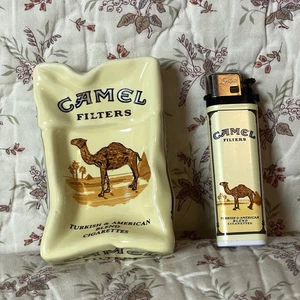 Vintage 90s Camel Cigarettes Ashtray & Lighter Ceramic NOS NIB Crushed Pack - Picture 1 of 14