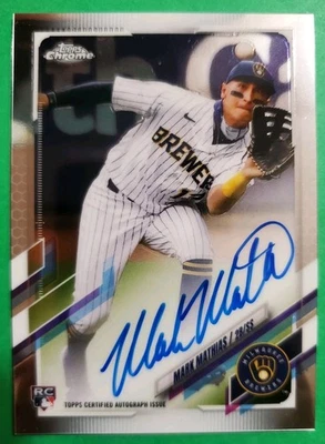 MARK MATHIAS 2021 TOPPS CHROME AUTO ROOKIE CARD # RA-MMA - BREWERS - Image 1 of 2
