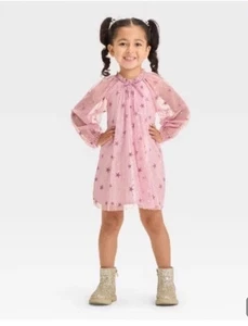 Cat & Jack Foil Stars Tulle Long Sleeve Dress NWT! - Picture 1 of 11
