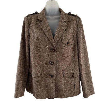 Marina Rinaldi Chaqueta Falda Traje Mujer Talla 23 27 Marrón Lana Angora Tweed Foto 1 de 4