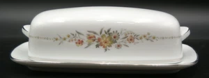 Hermoso plato de mantequilla cubierto Noritake Gina blanco/plateado - Imagen 1 de 6
