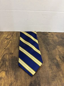 Vintage Brooks Brothers marineblau gelb gestreifte Regiment Seidenkrawatte hergestellt in den USA - Bild 1 von 4