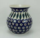 Bunzlauer Keramik Vase, Kugelvase, Blumen, Pfauenauge, Hhe=15cm (W003-54)
