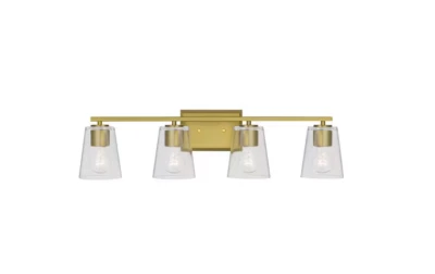 Progress Lighting Vertex Collection 29 in. 4-Light Brushed Gold Vanity Light - Image 1 of 4