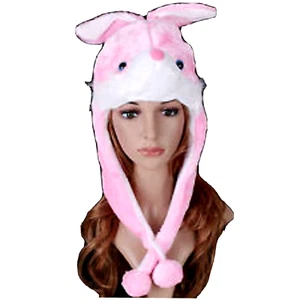 Pink Bunny Rabbit Aviator Pilot Party Halloween Costume Animal Plush Hat S - Picture 1 of 2
