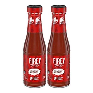 2 Taco Bell Sauce 7.5 oz Glass Bottles: Diablo, Fire, Hot, Mild or Verde Salsa - Picture 1 of 11
