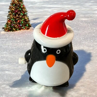 WindUp Toy Penguin Walking Party Favors Winter Figure X Mas Holiday Gift 3 inch - Image 1 of 4