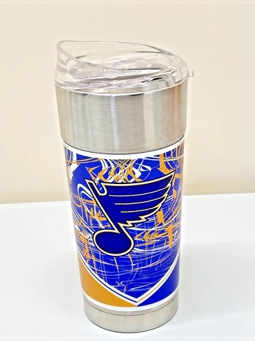 ST. LOUIS BLUES NHL 20 oz Metal Tumbler with Unique Graphic 8 1/2" Tall 3 1/2" W Cover