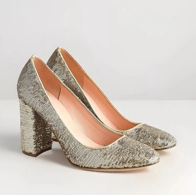 J. Bombas de campana Crew hechas en Italia en lentejuelas doradas - EE. UU. 7 Foto 1 de 4