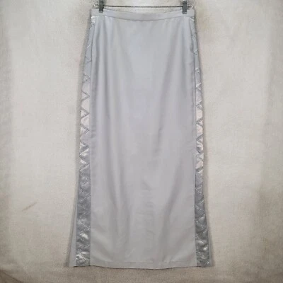 复古 90 年代银色正装女式裙串珠经典直筒修身 Midi Plus 16 码 — 第 1/4 张图片