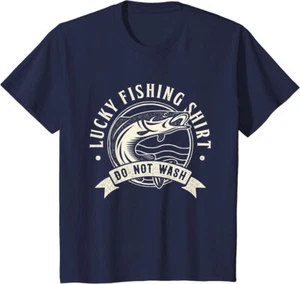 Lucky Fishing Shirt Do Not Wash Funny Angler And Fish Youth Unisex T-shirt - Picture 1 of 7