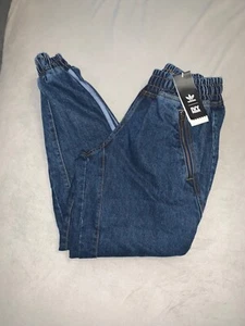 Adidas X Ivy Park Dark Blue Denim Pant DRKDEN 3 Stripes Unisex Zip pocket cuffed - Picture 1 of 12