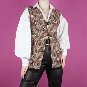 Vintage Mujer Años 90 80 Chaleco Top Largo Grunge Retro Blusa Chaqueta Pequeña 10 12 - Imagen 1 de 9