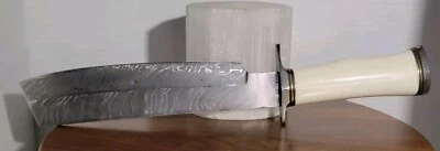 Handmade Damascus Blade Handmade CLELAND Leather Sheath Hunting  Survival  USA - Image 1 of 4