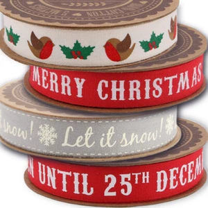 CHRISTMAS RIBBON Gift Wrapping Home Craft Making Accessory Greeting Decoration - Picture 1 of 20