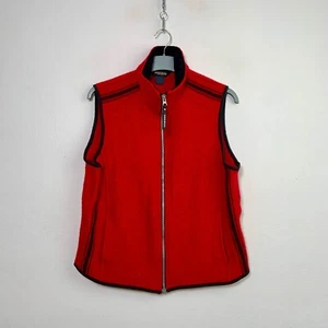 Woolrich Womens Jacket Full Zip Vest Gillet Wool Red Made in USA Size L - Picture 1 of 7