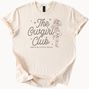 Cowgirl Club Tee Western Graphic TShirt Giddy Up Country Top - Picture 1 of 6