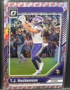 2024 NFL Panini Optic TJ Hockenson 131 SSP Holo 100 Emoji Minnesota Vikings - Picture 1 of 2