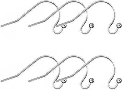 6Pcs 20G Pure Titanium Earrings Hooks Ball Dot Ear Wires Hypoallergenic DIY Earr - Image 1 of 4