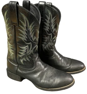 BOTAS VAQUERAS ARIAT STOCKMAN CUERO DE VACA NEGRO PUNTA REDONDA #10009594 HOMBRE 10D - Imagen 1 de 10