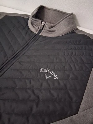 Callaway Golf Full Zippered Sweater Jacket Men's Size Large Quilted Fleece Logo - Image 1 of 4