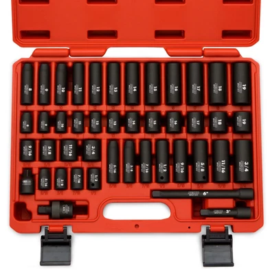 Juego de enchufes de impacto de accionamiento de 3/8 pulgadas 02440A, tamaños SAE de 5/16" a 3/4" y métricos Foto 1 de 4
