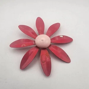 Vintage Metall Rosa Blume Brosche Anstecknadel Mid Century Retro Floral Akzent - Bild 1 von 4