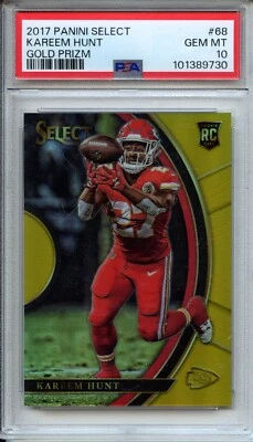 2017 Panini Select Kareem Hunt Gold ROOKIE PSA 10 - Image 1 of 2