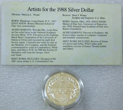 1988-S Olympics Silver Dollar Ultra Cameo Proof Original Mint Cap #E109B Cover